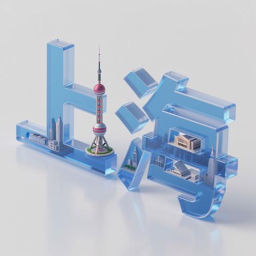 光影交织的都市韵律 上海透明玻璃质感3D立体字体与数字广告的融合设计